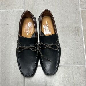 Donald J. Pliner Men's Black Leather Slip-Ons with Brown Accents